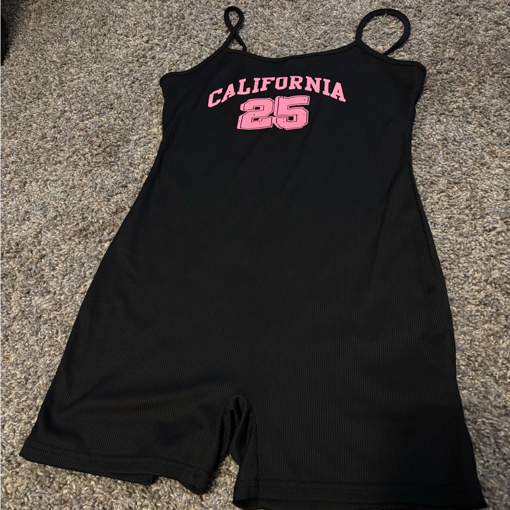 SHEIN Black and Pink Jumpsuit with Graphic Design